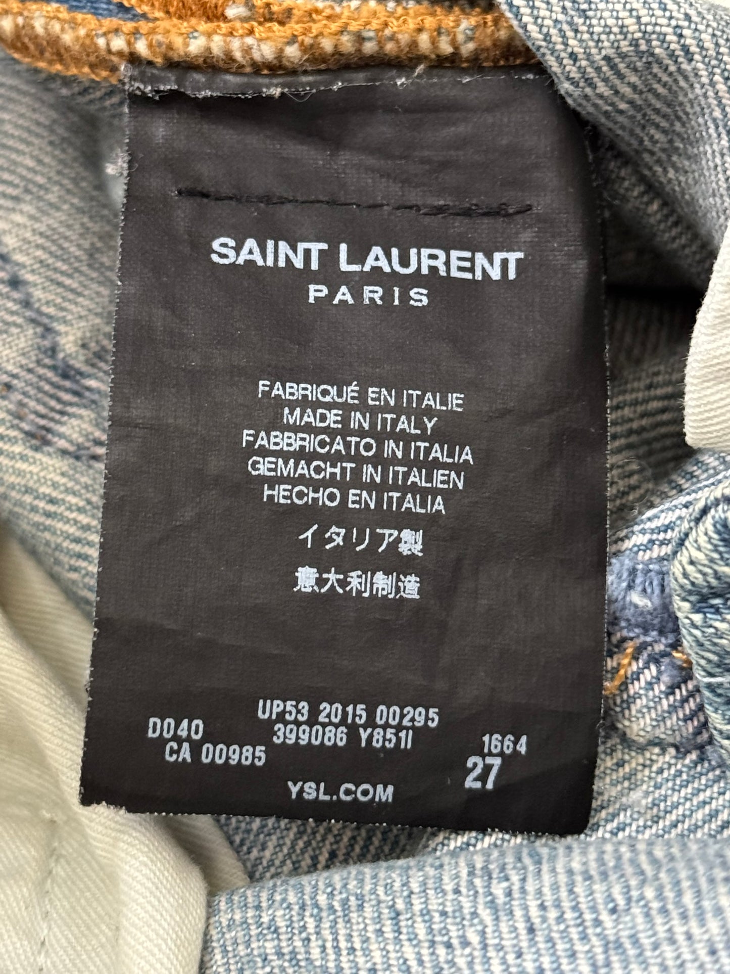 FW15 Saint Laurent by Hedi Slimane Mudwash Knee Slit D02 Denim Jeans
