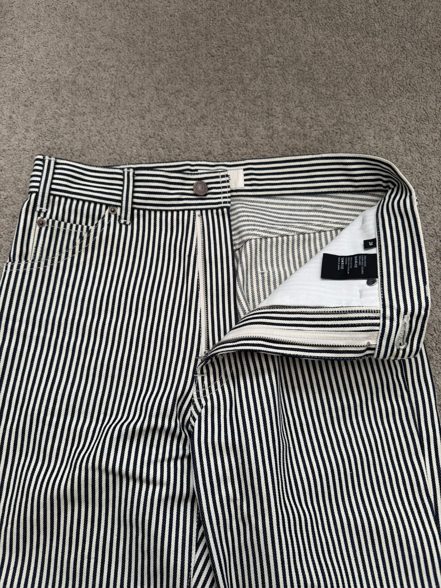 SS20 Celine by Hedi Slimane Hickory Striped Serge Flared Denim Jeans