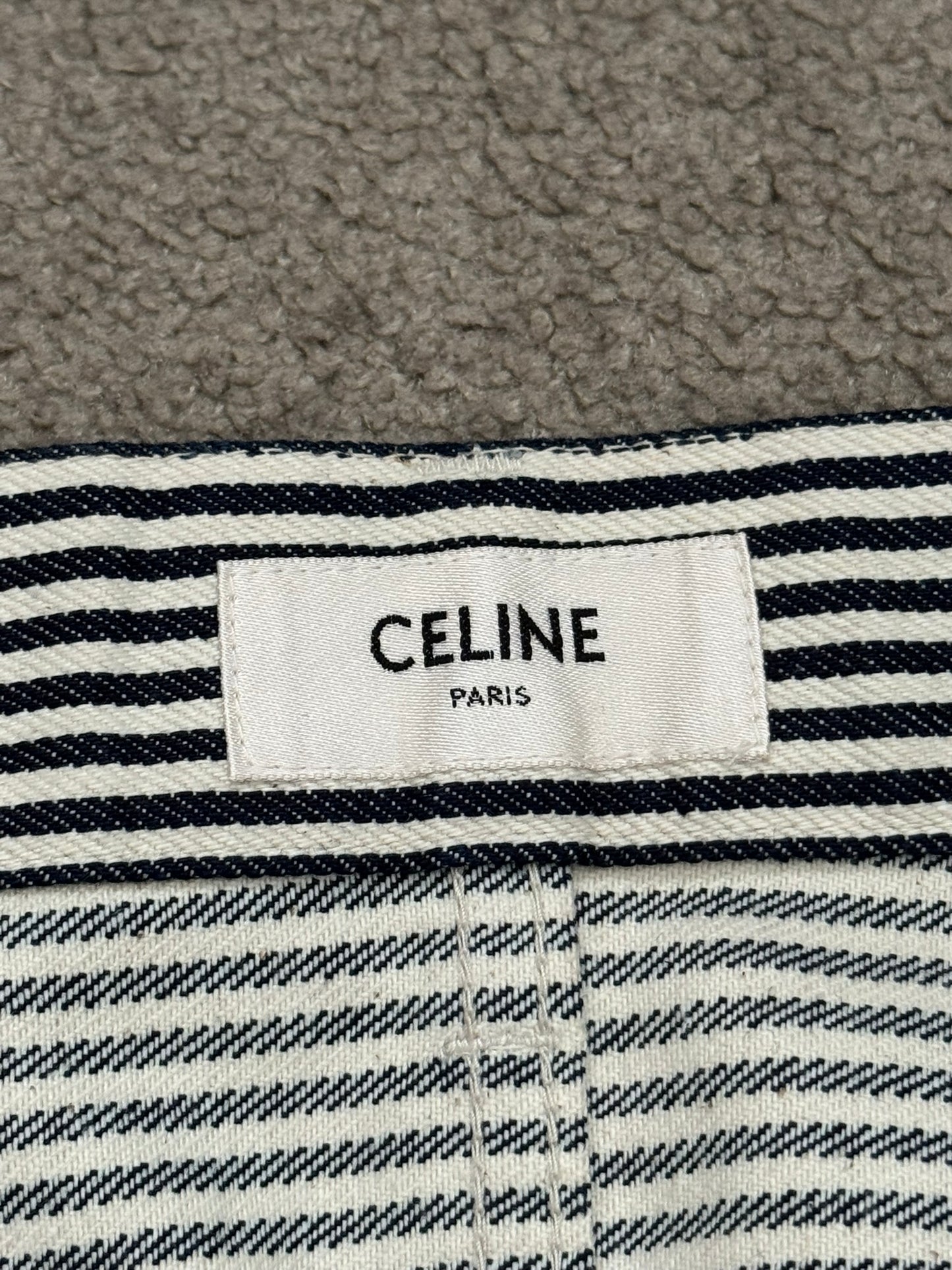 SS20 Celine by Hedi Slimane Hickory Striped Serge Flared Denim Jeans