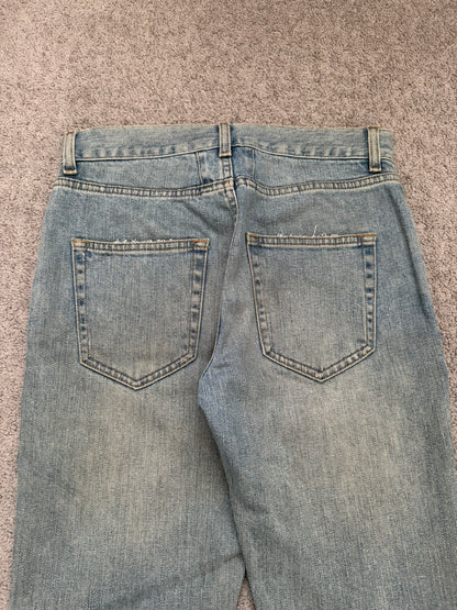 FW15 Saint Laurent by Hedi Slimane Mudwash Knee Slit D02 Denim Jeans