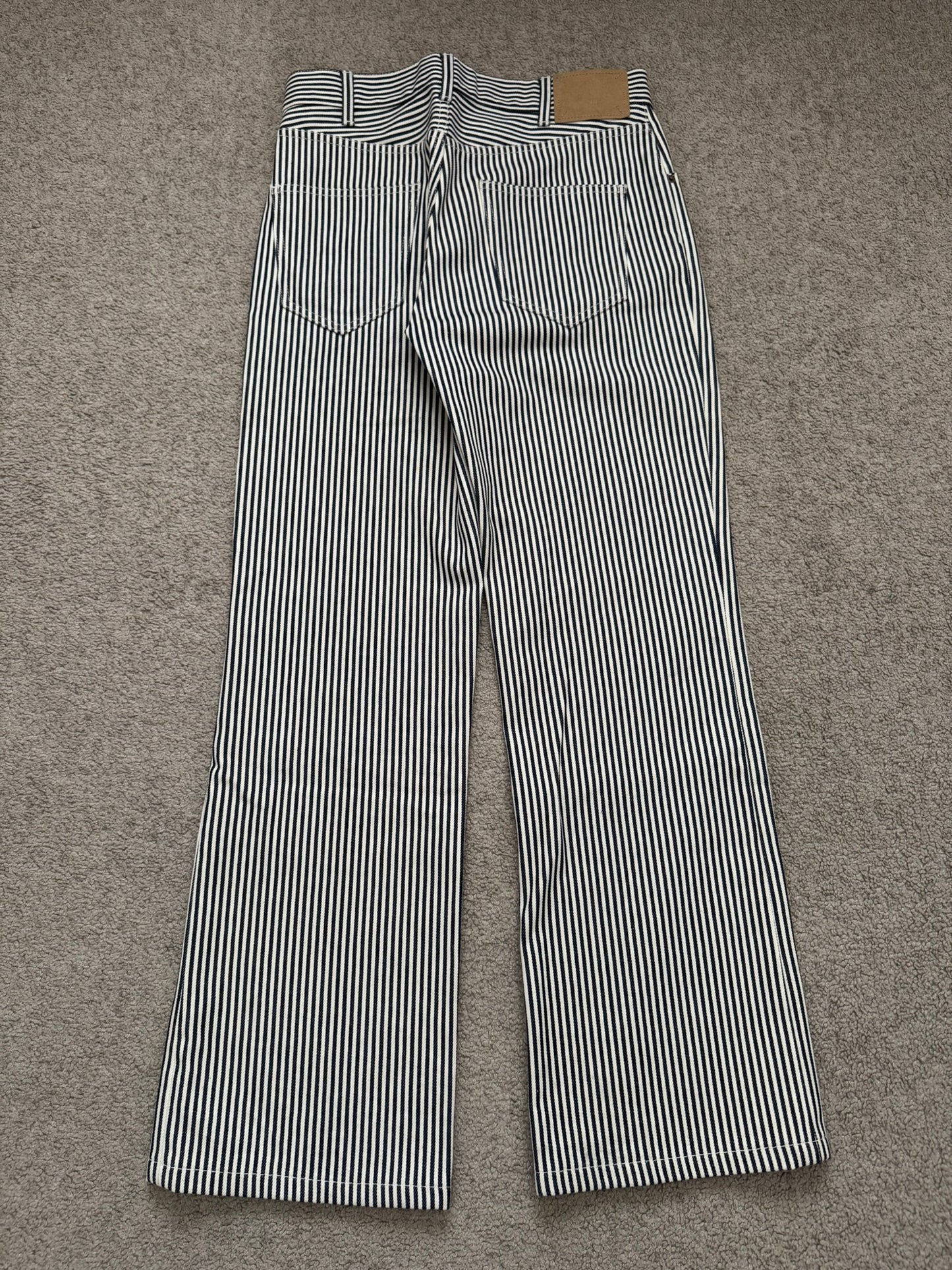 SS20 Celine by Hedi Slimane Hickory Striped Serge Flared Denim Jeans
