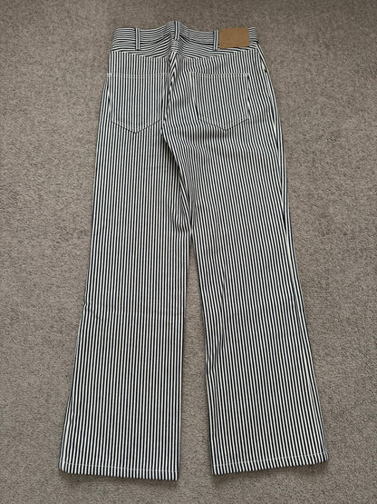 SS20 Celine by Hedi Slimane Hickory Striped Serge Flared Denim Jeans
