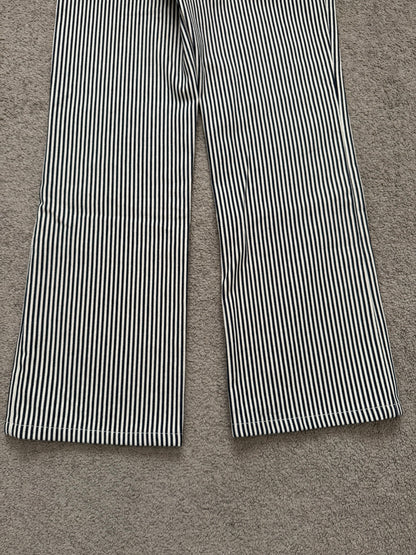 SS20 Celine by Hedi Slimane Hickory Striped Serge Flared Denim Jeans