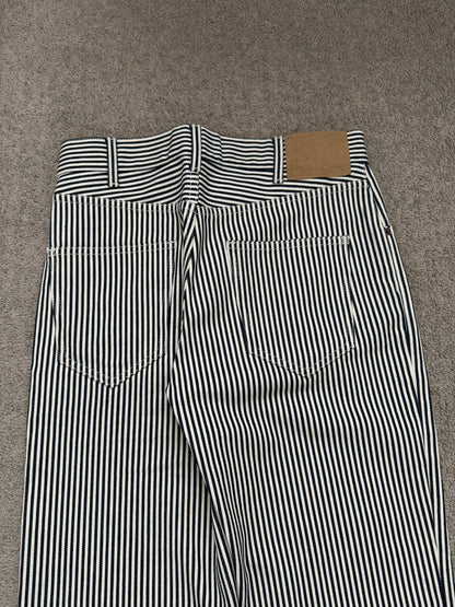 SS20 Celine by Hedi Slimane Hickory Striped Serge Flared Denim Jeans