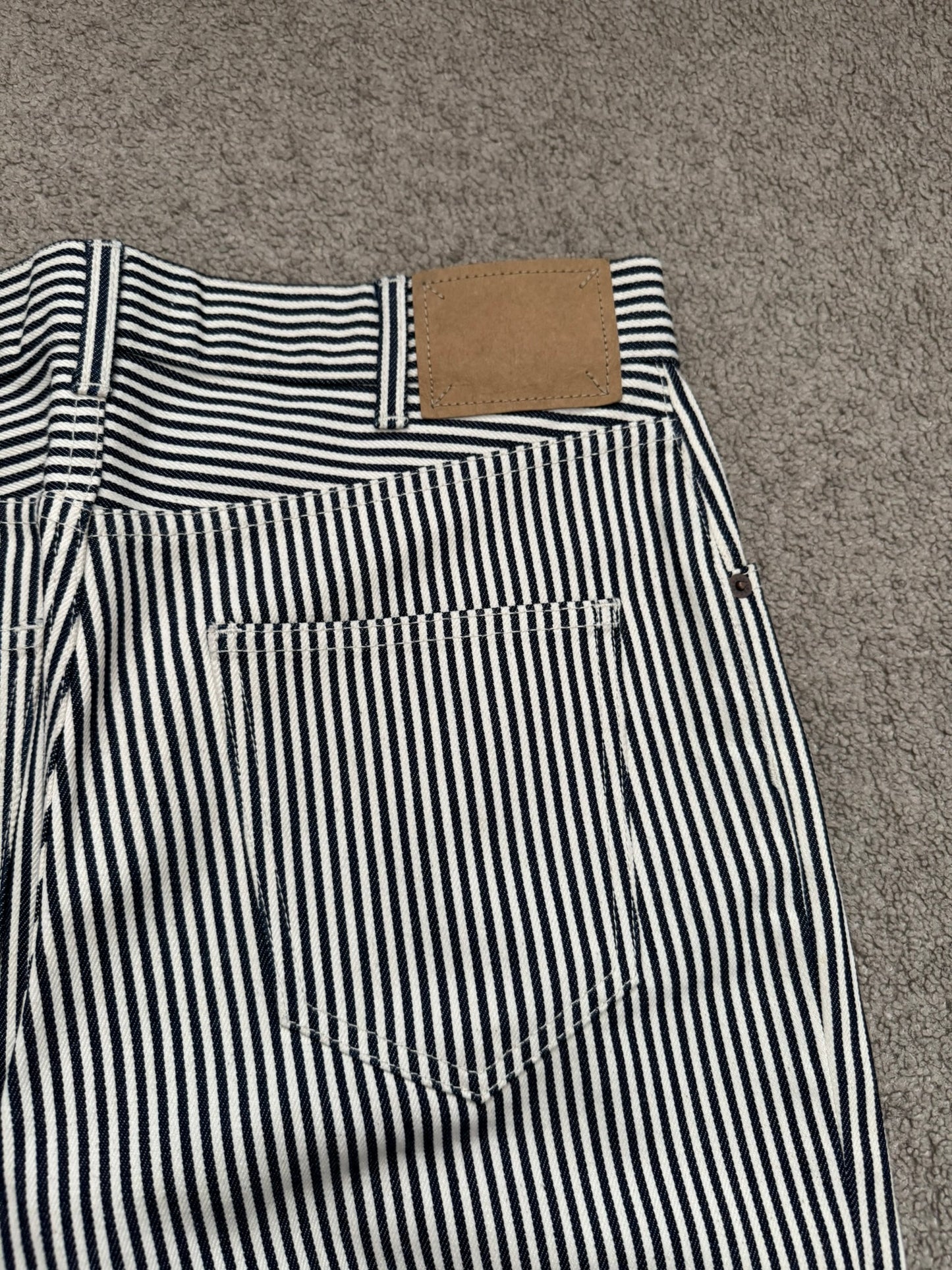 SS20 Celine by Hedi Slimane Hickory Striped Serge Flared Denim Jeans