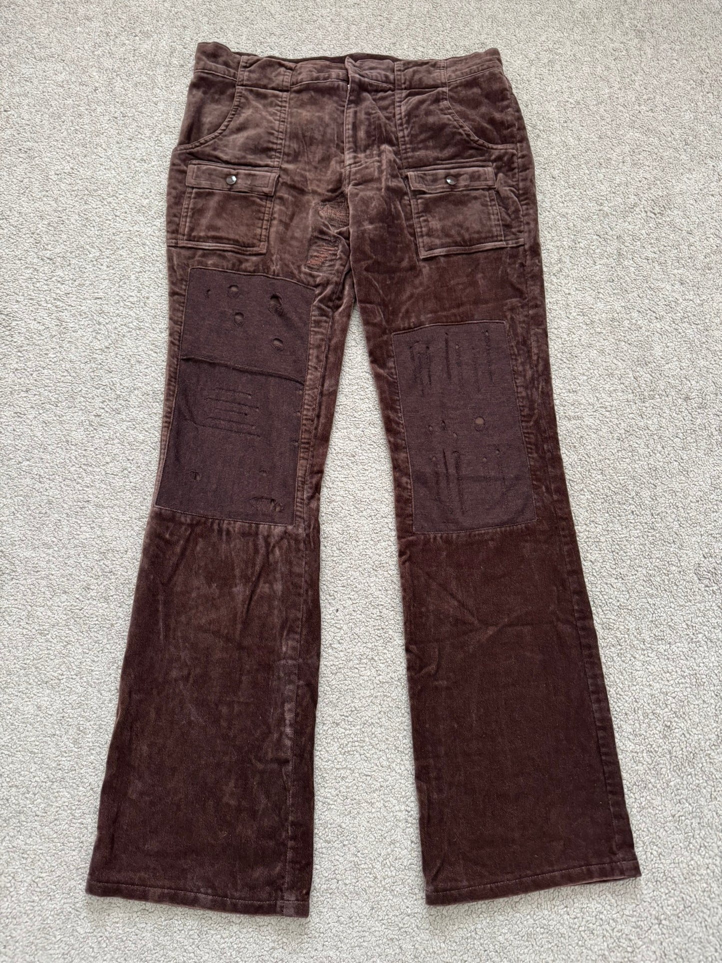 AW02 Undercover "Witch's Cell Division" Velvet Cargo Bush Pants