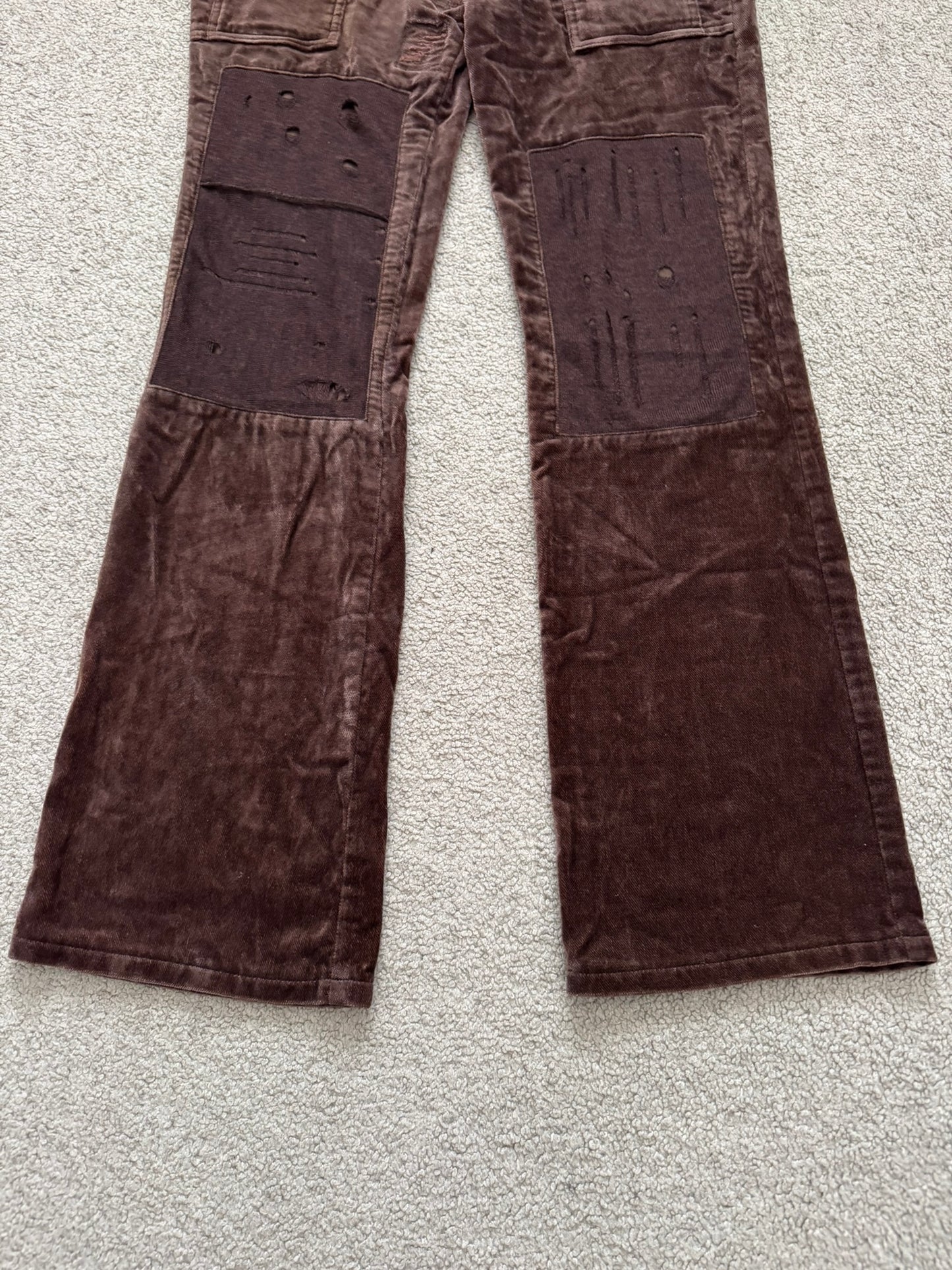 AW02 Undercover "Witch's Cell Division" Velvet Cargo Bush Pants