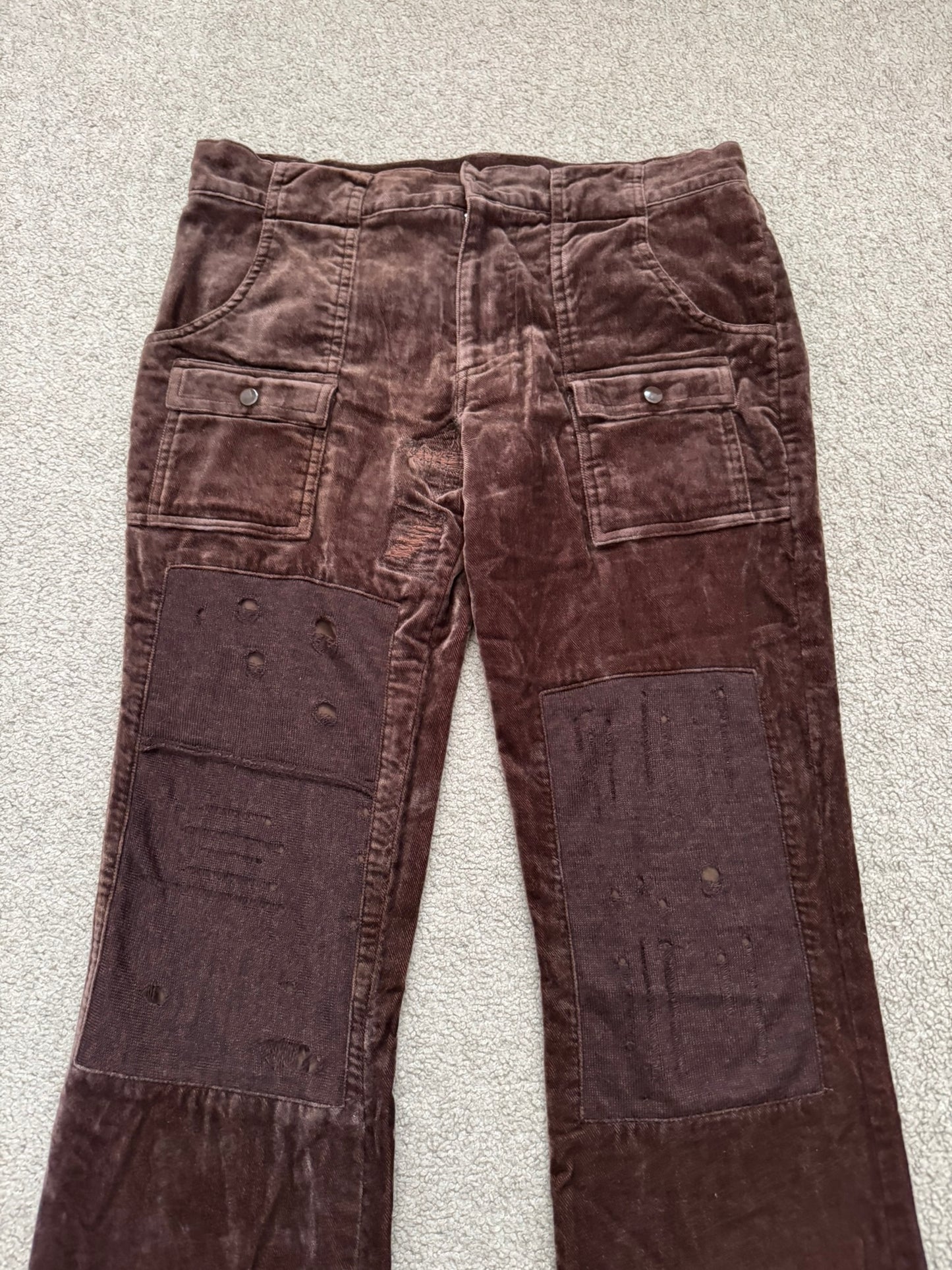 AW02 Undercover "Witch's Cell Division" Velvet Cargo Bush Pants