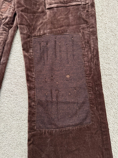 AW02 Undercover "Witch's Cell Division" Velvet Cargo Bush Pants