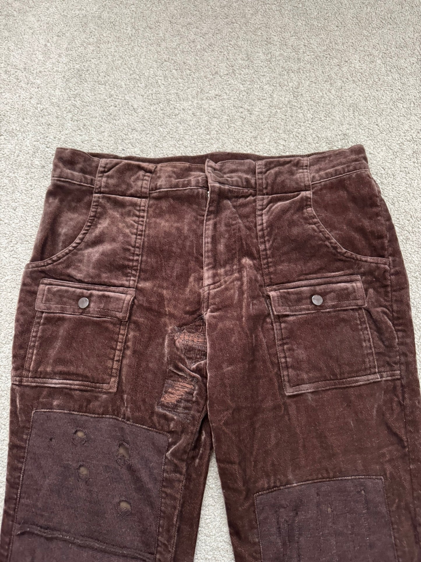 AW02 Undercover "Witch's Cell Division" Velvet Cargo Bush Pants