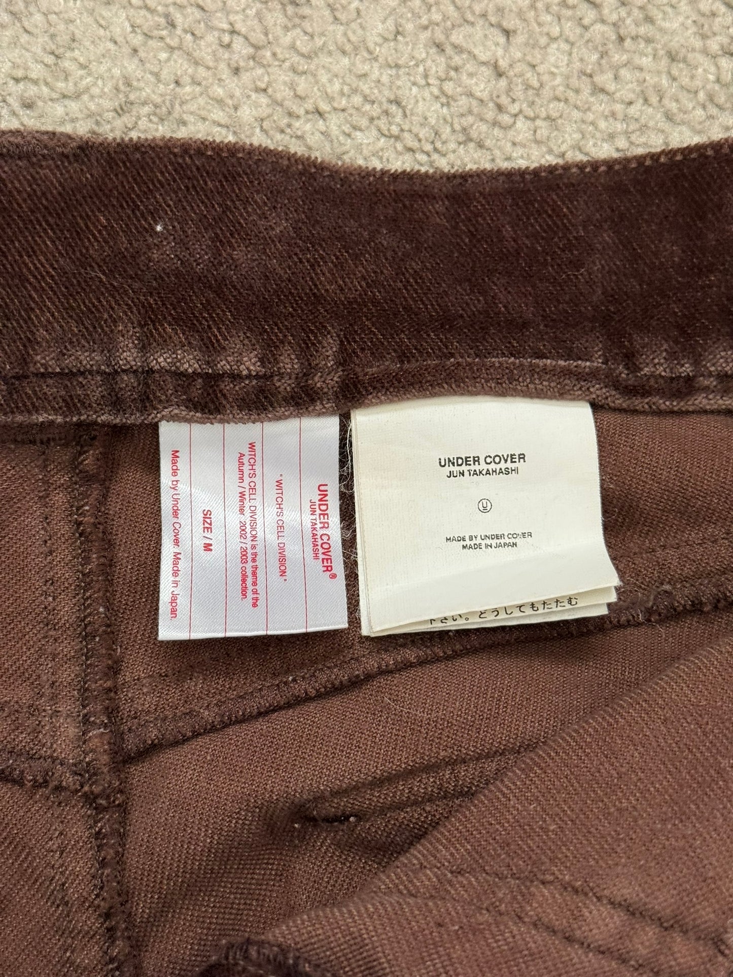 AW02 Undercover "Witch's Cell Division" Velvet Cargo Bush Pants
