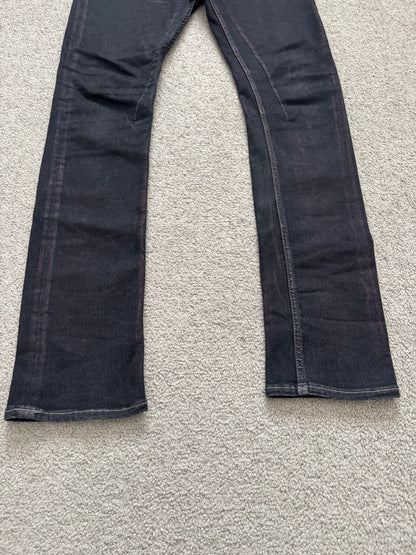 FW20 Rick Owens DRKSHDW Bruise Foil Waxed Detroit Cut Denim Jeans