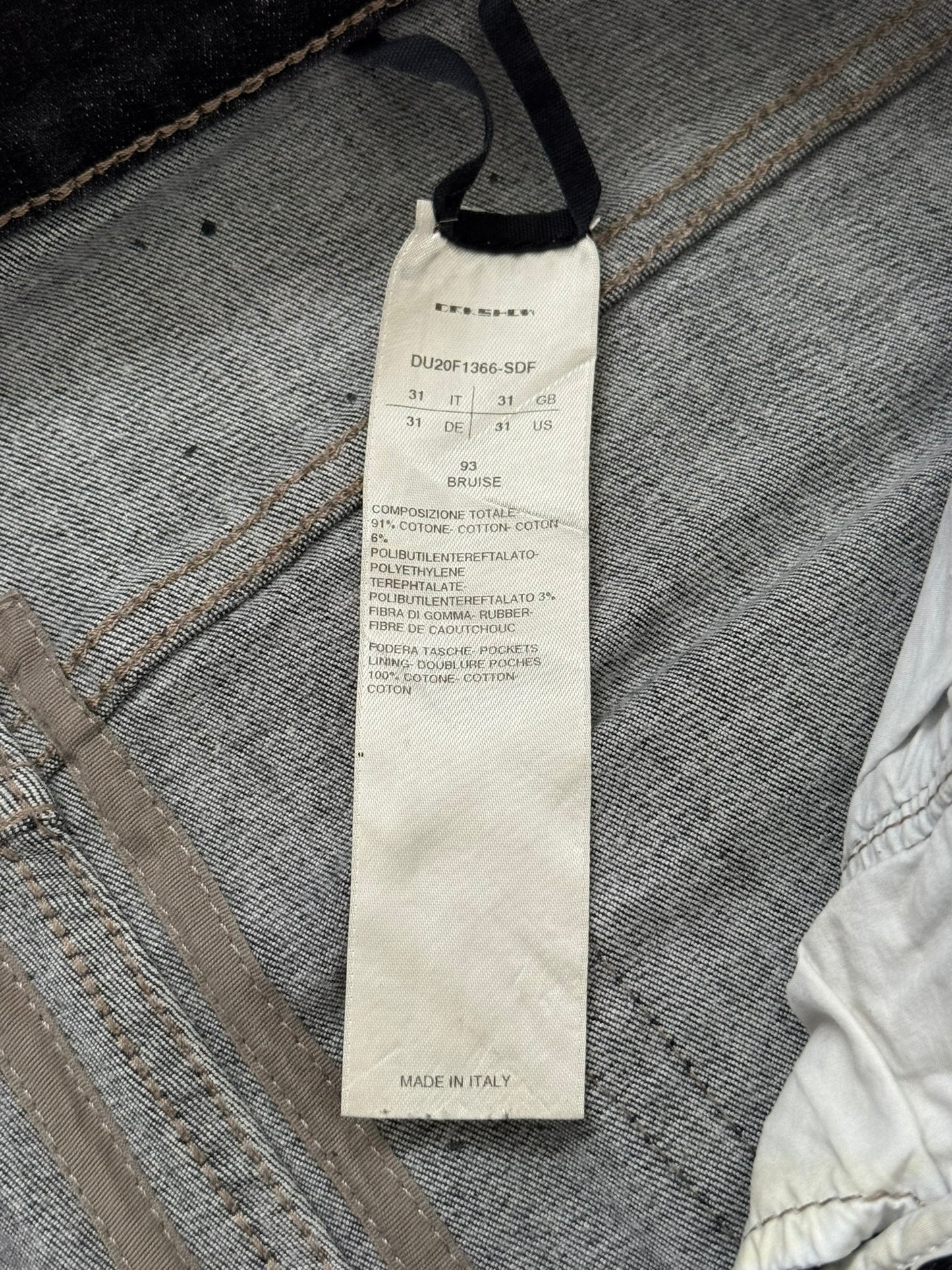 FW20 Rick Owens DRKSHDW Bruise Foil Waxed Detroit Cut Denim Jeans