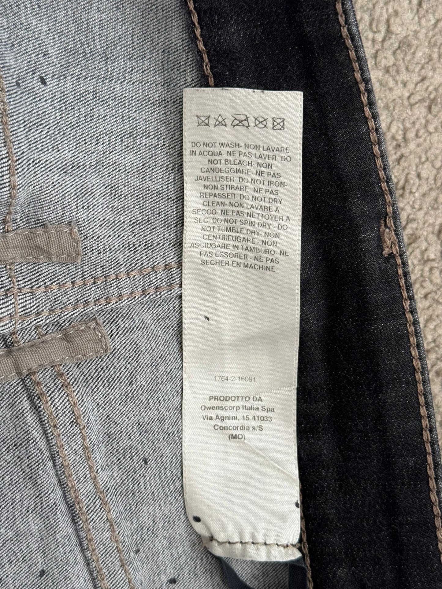 FW20 Rick Owens DRKSHDW Bruise Foil Waxed Detroit Cut Denim Jeans