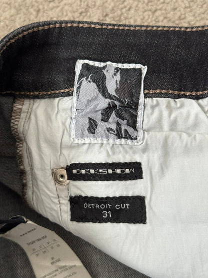 FW20 Rick Owens DRKSHDW Bruise Foil Waxed Detroit Cut Denim Jeans