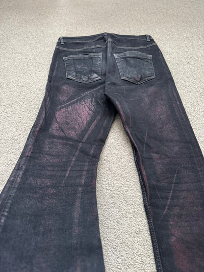 FW20 Rick Owens DRKSHDW Bruise Foil Waxed Detroit Cut Denim Jeans