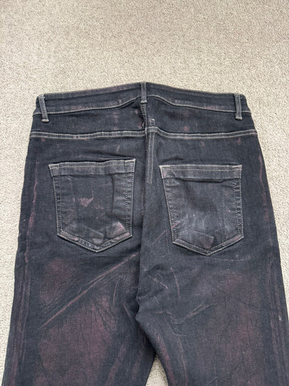 FW20 Rick Owens DRKSHDW Bruise Foil Waxed Detroit Cut Denim Jeans