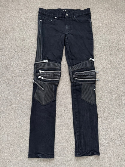 FW13 Saint Laurent by Hedi Slimane Biker Zip Knee D04 Denim Jeans