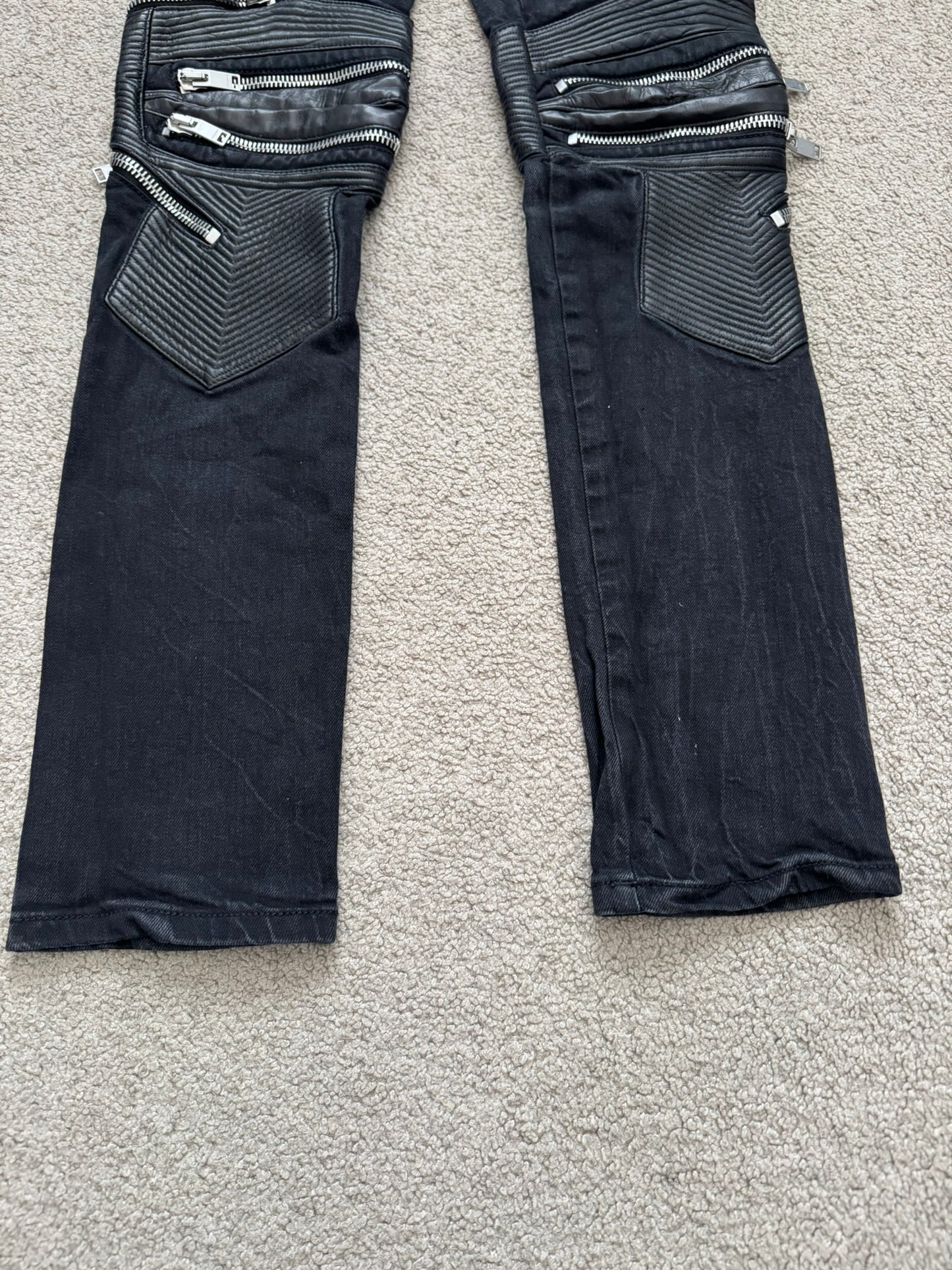 FW13 Saint Laurent by Hedi Slimane Biker Zip Knee D04 Denim Jeans