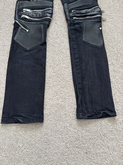 FW13 Saint Laurent by Hedi Slimane Biker Zip Knee D04 Denim Jeans