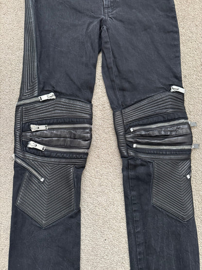FW13 Saint Laurent by Hedi Slimane Biker Zip Knee D04 Denim Jeans