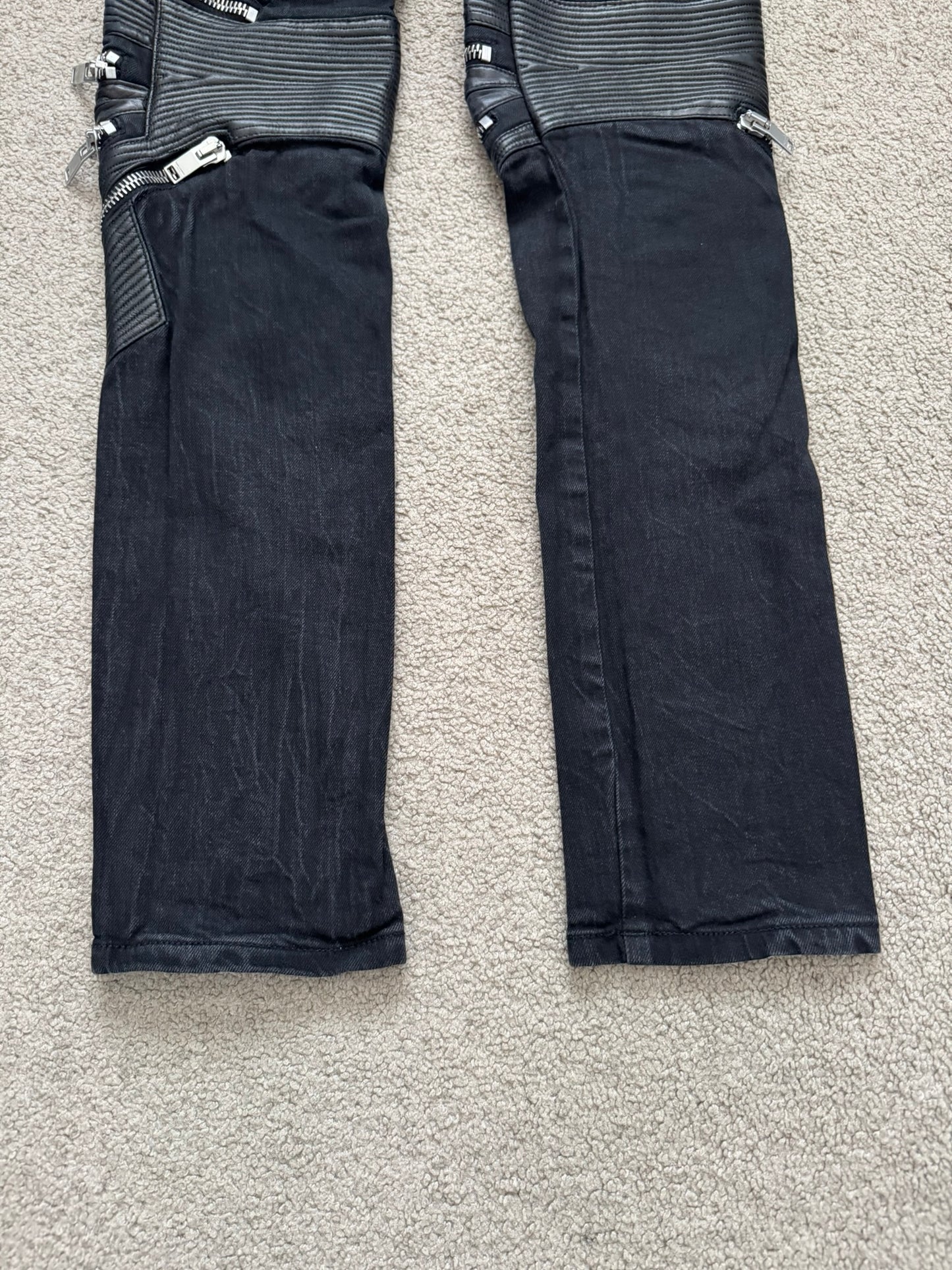 FW13 Saint Laurent by Hedi Slimane Biker Zip Knee D04 Denim Jeans