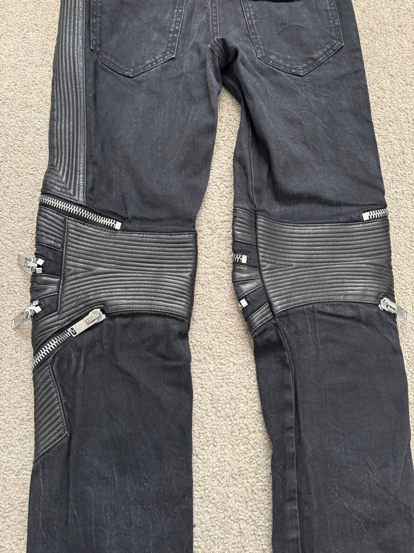 FW13 Saint Laurent by Hedi Slimane Biker Zip Knee D04 Denim Jeans
