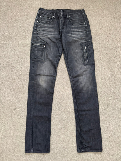Neil Barrett Side Zipper Pocket Faded Black Denim Jeans