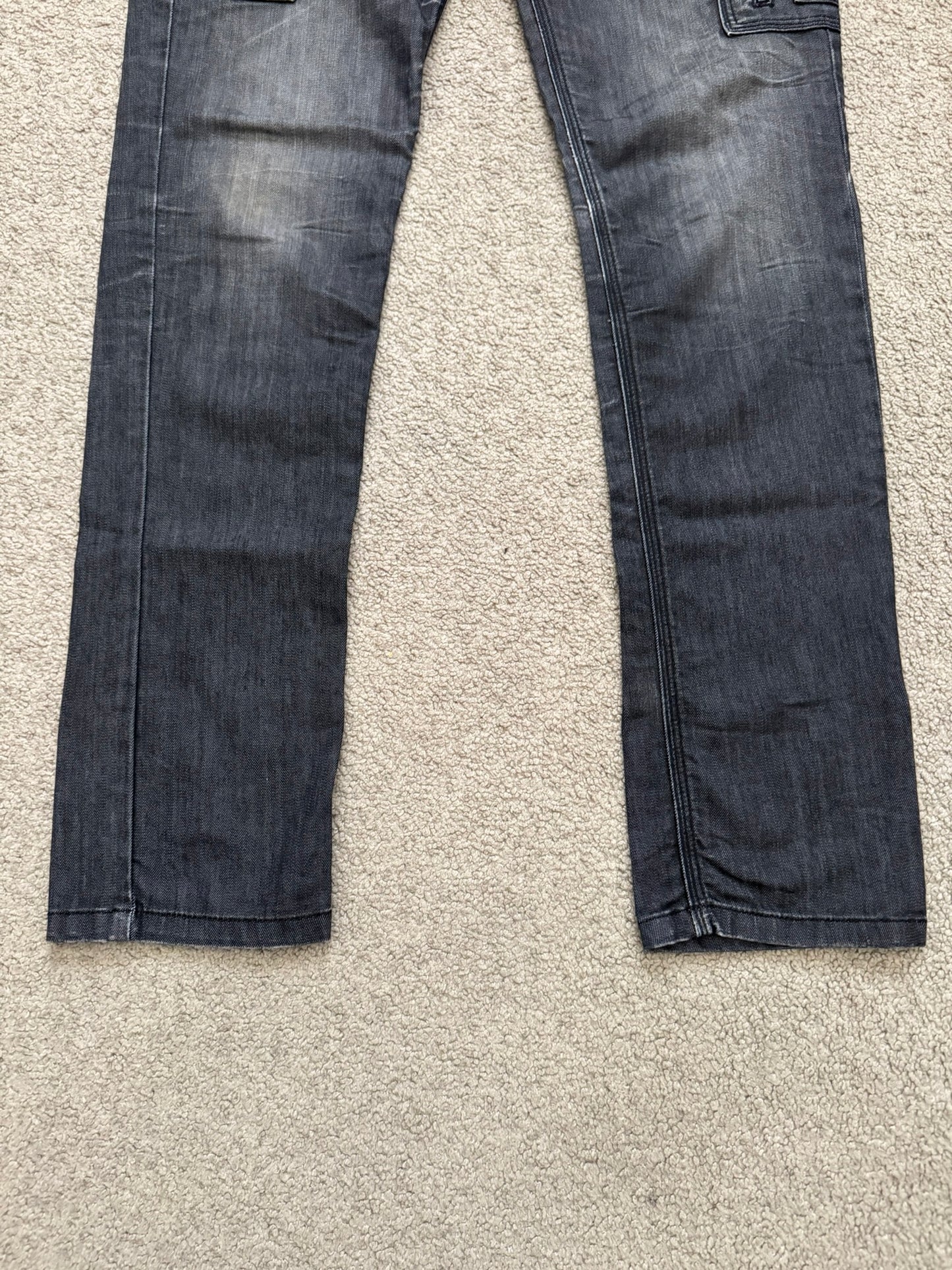 Neil Barrett Side Zipper Pocket Faded Black Denim Jeans