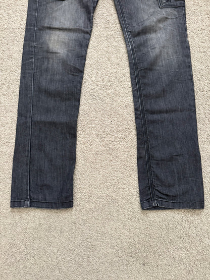 Neil Barrett Side Zipper Pocket Faded Black Denim Jeans