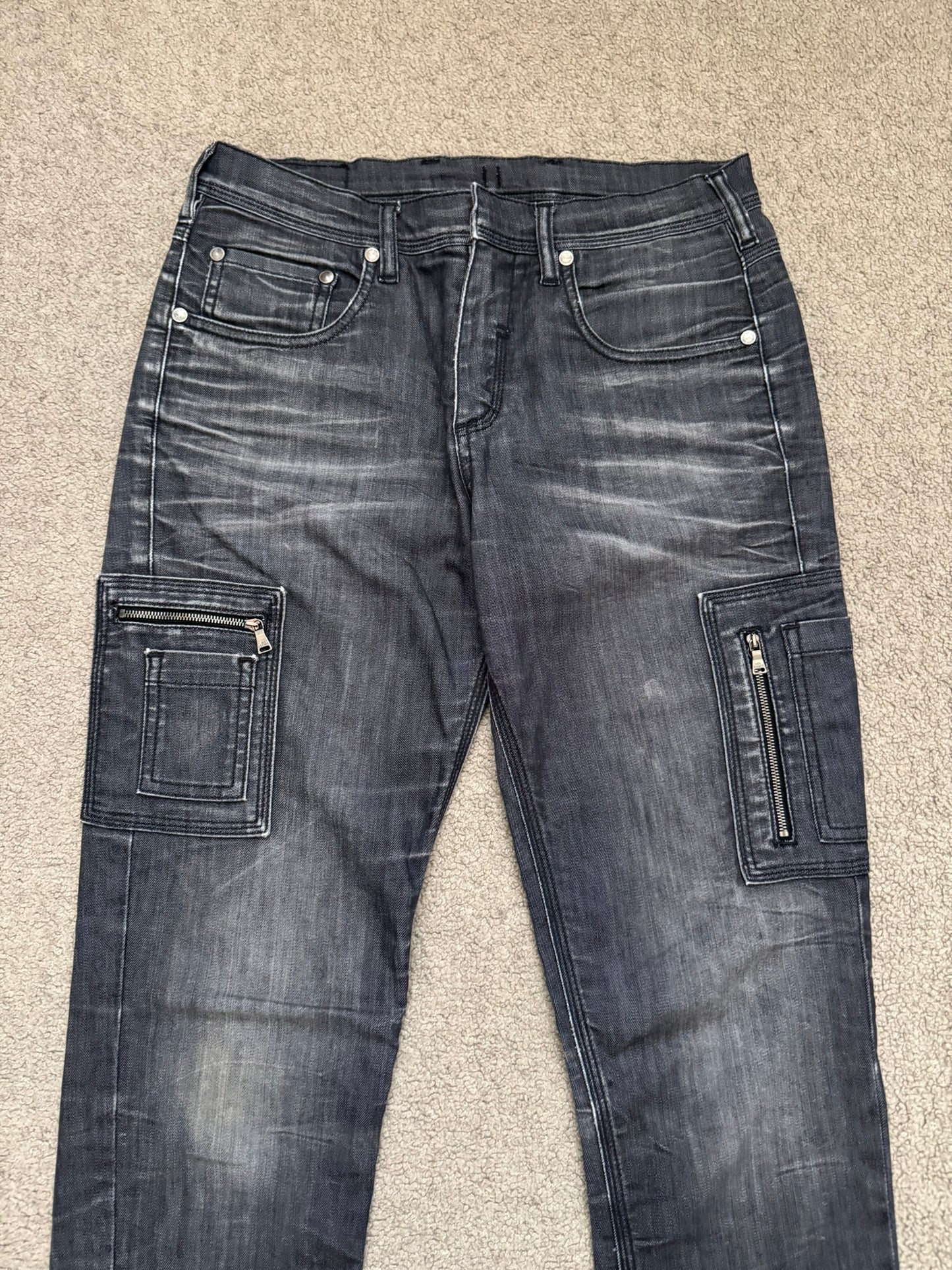 Neil Barrett Side Zipper Pocket Faded Black Denim Jeans