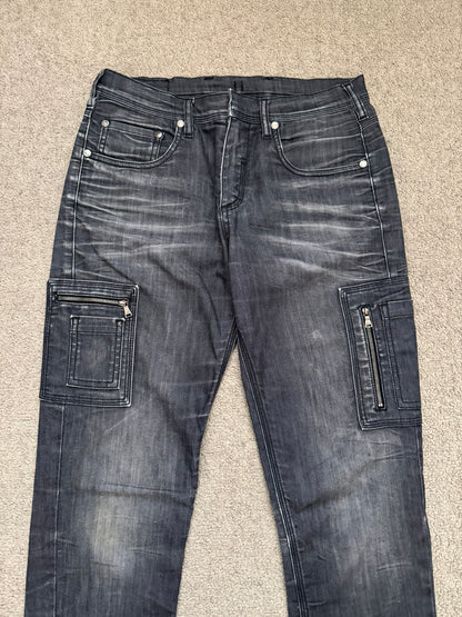 Neil Barrett Side Zipper Pocket Faded Black Denim Jeans