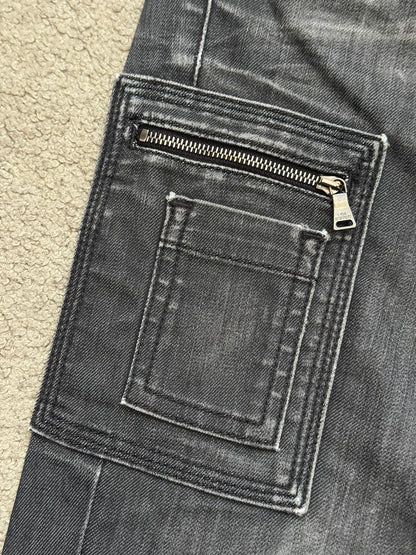 Neil Barrett Side Zipper Pocket Faded Black Denim Jeans