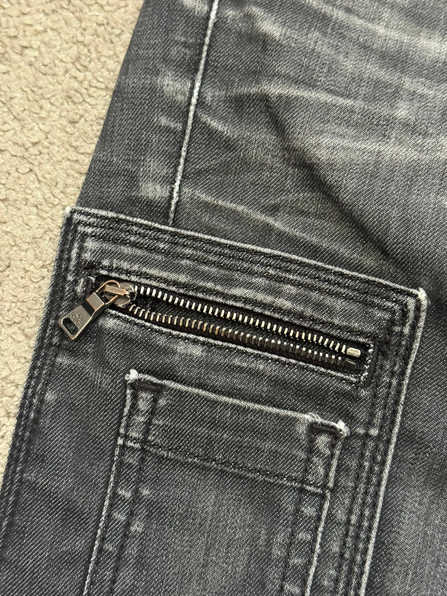 Neil Barrett Side Zipper Pocket Faded Black Denim Jeans