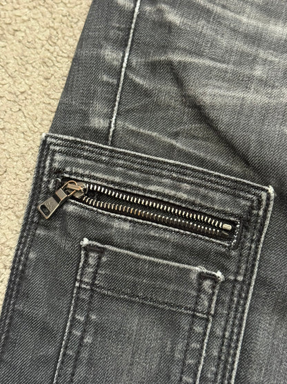Neil Barrett Side Zipper Pocket Faded Black Denim Jeans