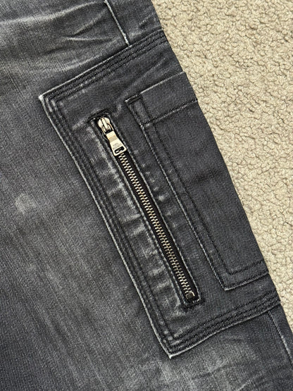 Neil Barrett Side Zipper Pocket Faded Black Denim Jeans