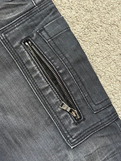 Neil Barrett Side Zipper Pocket Faded Black Denim Jeans