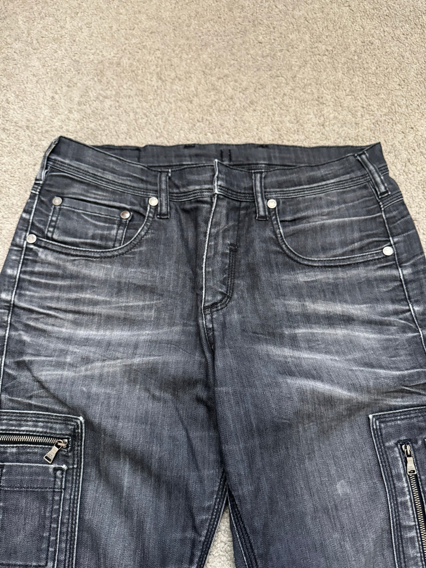 Neil Barrett Side Zipper Pocket Faded Black Denim Jeans