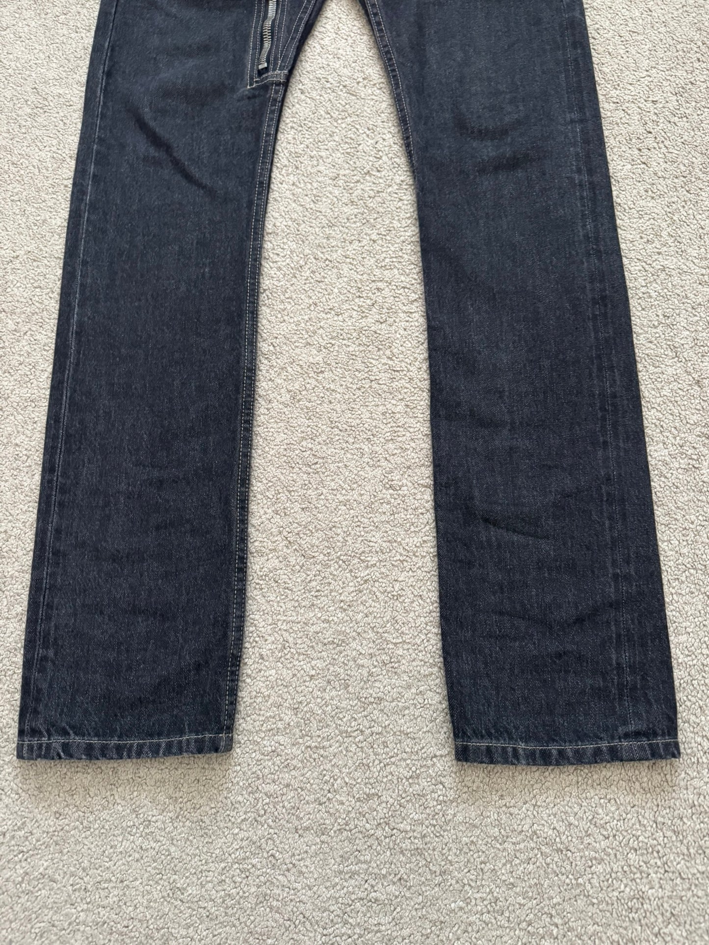 FW15 Rick Owens DRKSHDW Black Selvedge Aircut Denim Jeans