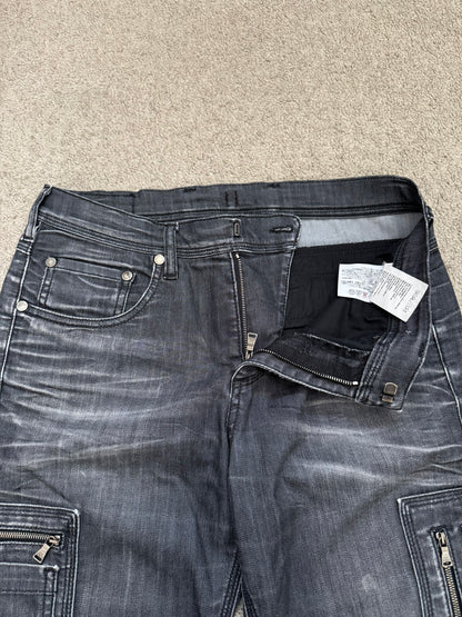 Neil Barrett Side Zipper Pocket Faded Black Denim Jeans