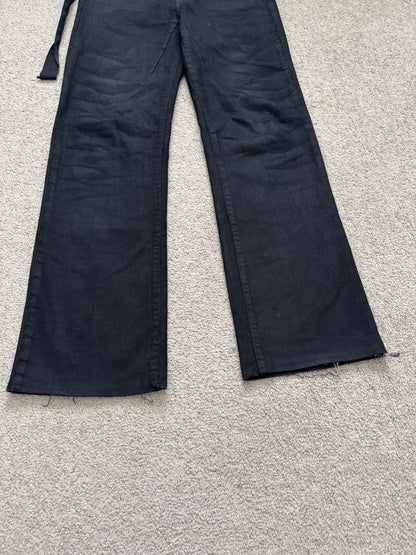 FW07 Rick Owens DRKSHDW Black Waxed Bootcut Flare Denim Jeans