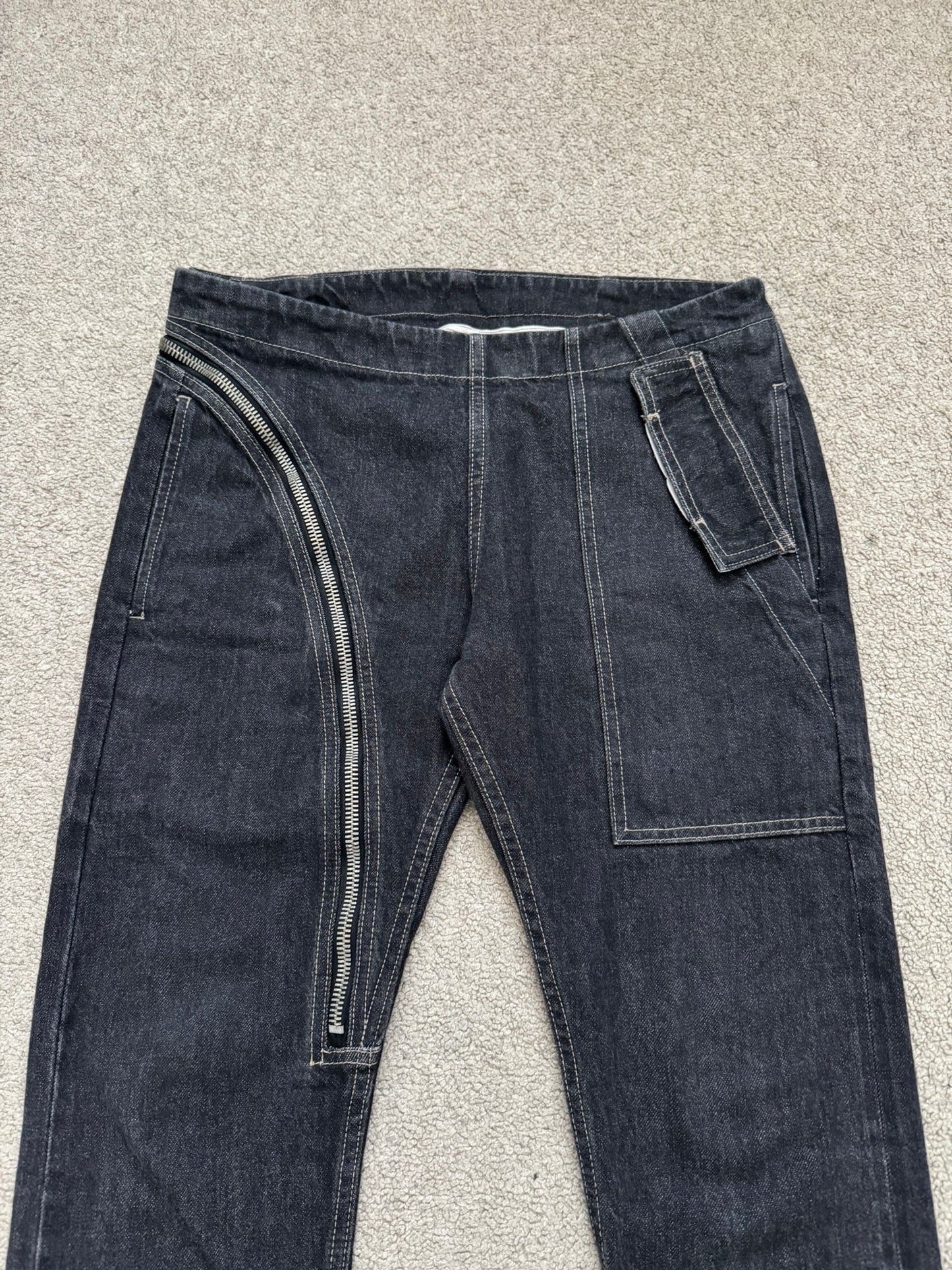 FW15 Rick Owens DRKSHDW Black Selvedge Aircut Denim Jeans
