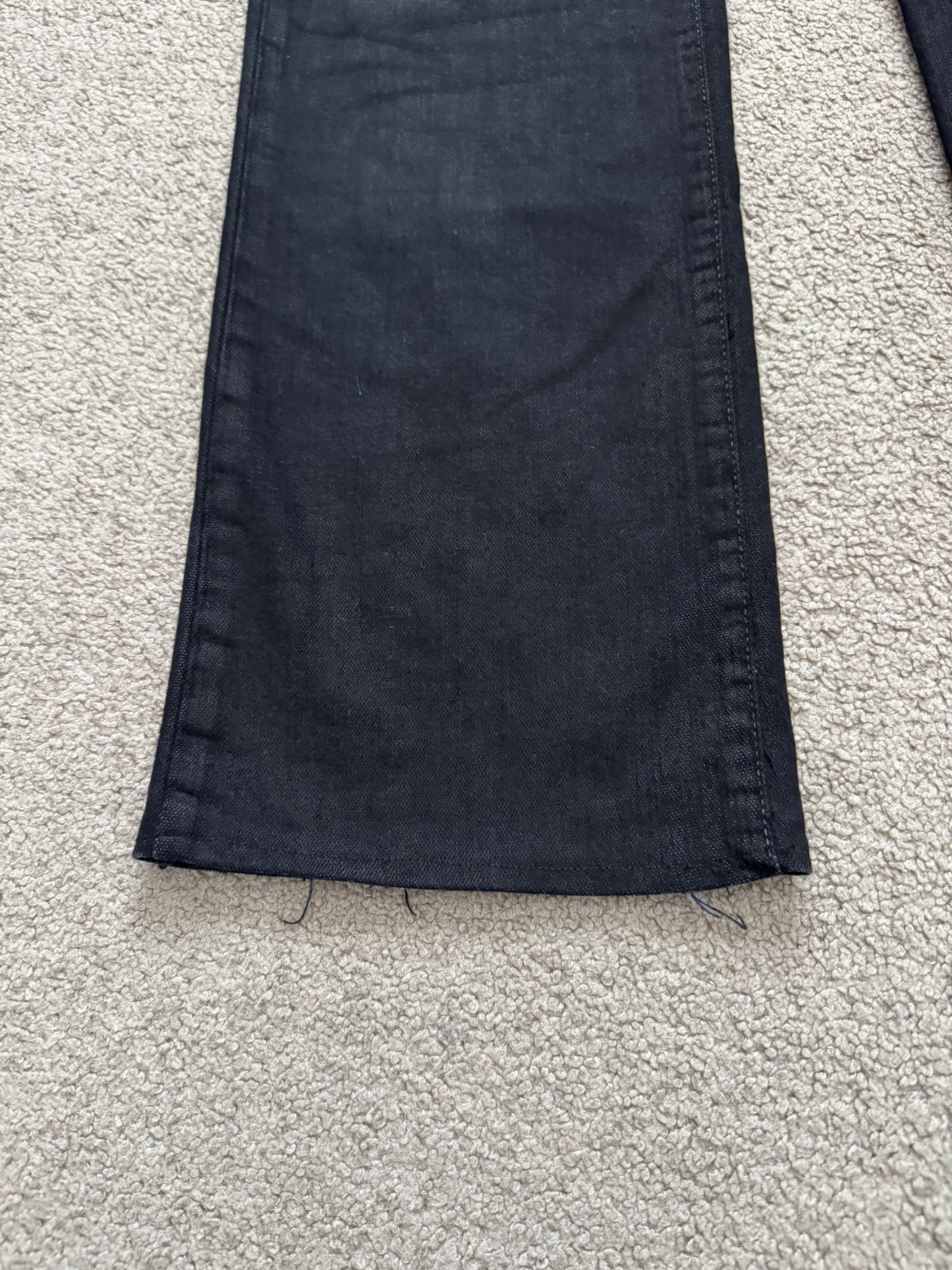 FW07 Rick Owens DRKSHDW Black Waxed Bootcut Flare Denim Jeans