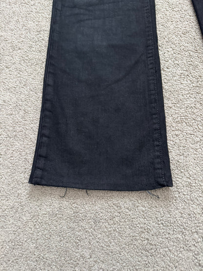 FW07 Rick Owens DRKSHDW Black Waxed Bootcut Flare Denim Jeans