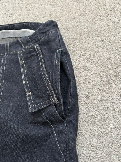 FW15 Rick Owens DRKSHDW Black Selvedge Aircut Denim Jeans