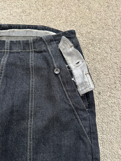 FW15 Rick Owens DRKSHDW Black Selvedge Aircut Denim Jeans