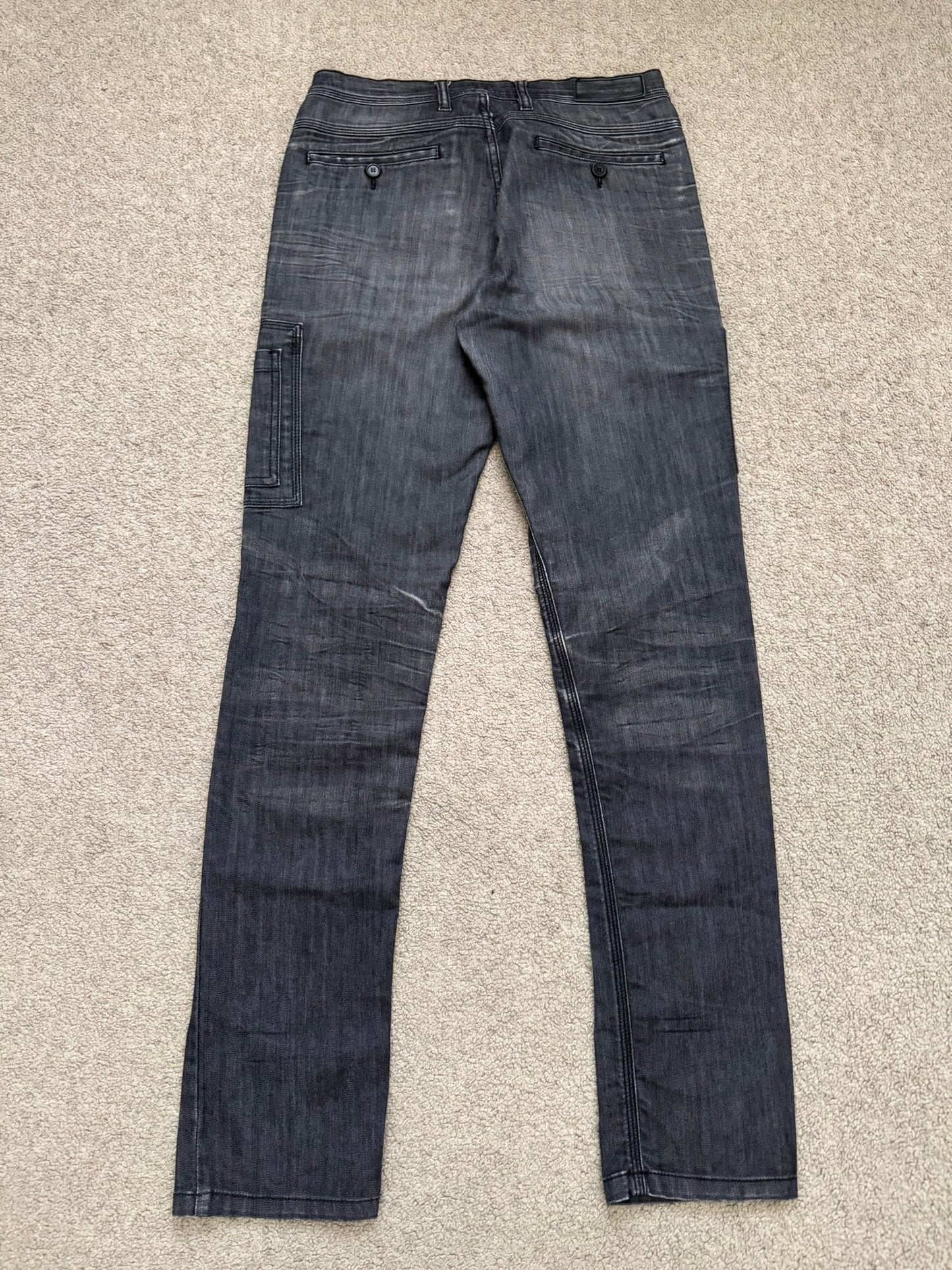 Neil Barrett Side Zipper Pocket Faded Black Denim Jeans