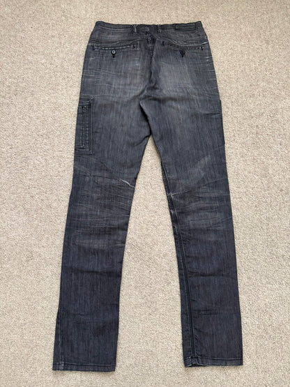 Neil Barrett Side Zipper Pocket Faded Black Denim Jeans