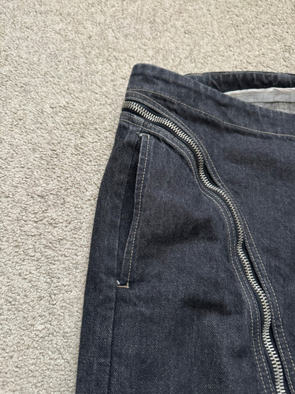 FW15 Rick Owens DRKSHDW Black Selvedge Aircut Denim Jeans