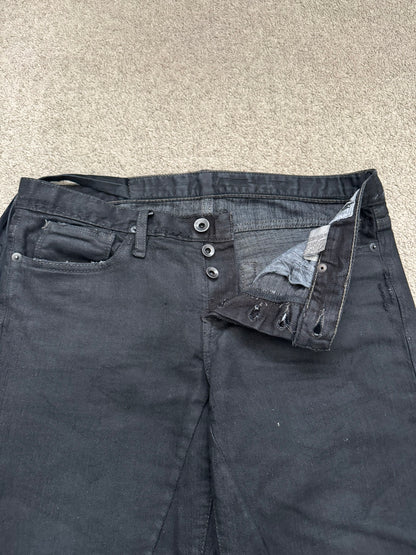 FW07 Rick Owens DRKSHDW Black Waxed Bootcut Flare Denim Jeans